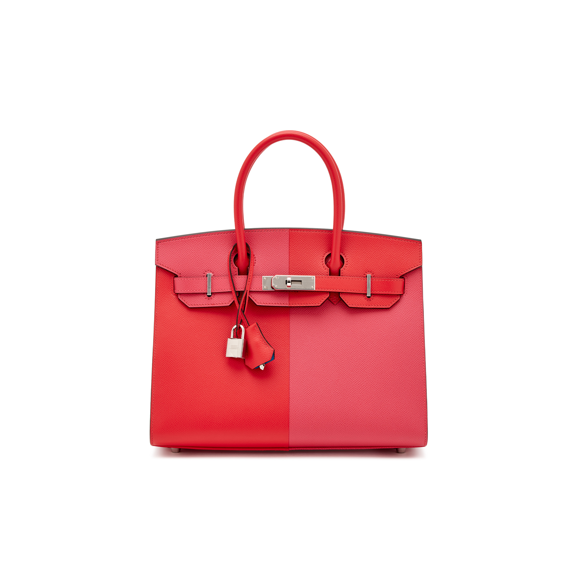 HERMÈS BIRKIN 25 EPSOM IN ULTRA PINK AND HEART RED WITH FLORIDA BLUE INTERIOR AND SILVER BUCKLE H028367CC02 (25*18*13cm)